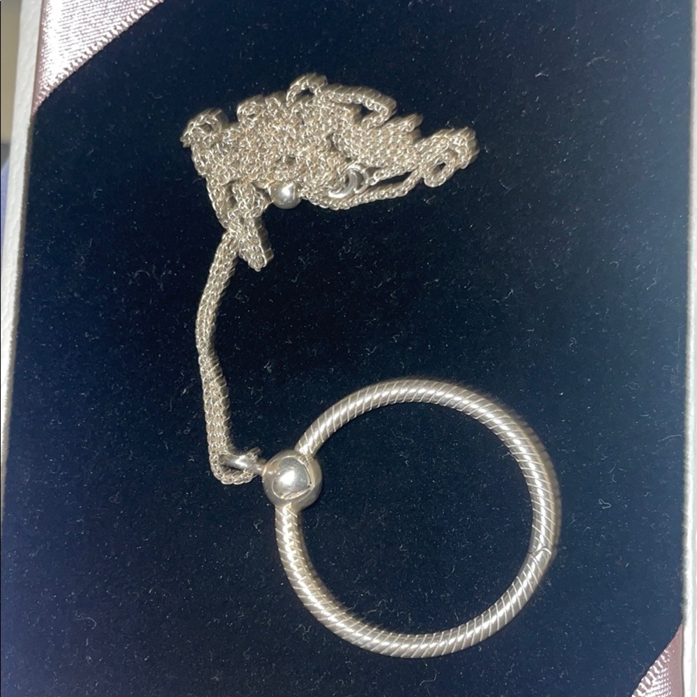 Pandora Silver Necklace with O Pendant charm holder